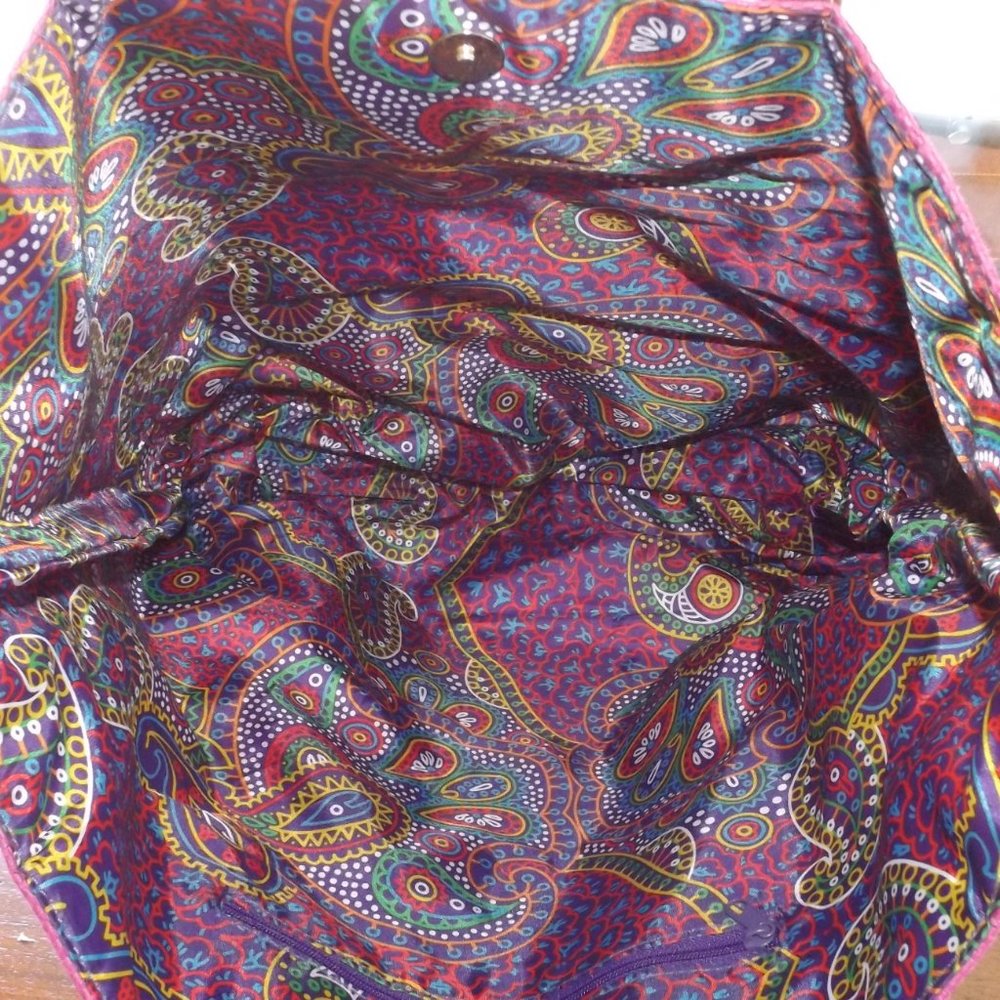 Pink Fuchsia Weave Tote with Copper Color Trim, Large, Excellent Condition! - Picture 11 of 11
